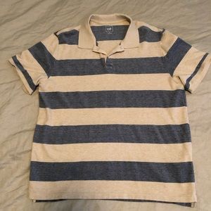 Gap Oatmeal and Chambray Striped Polo Shirt